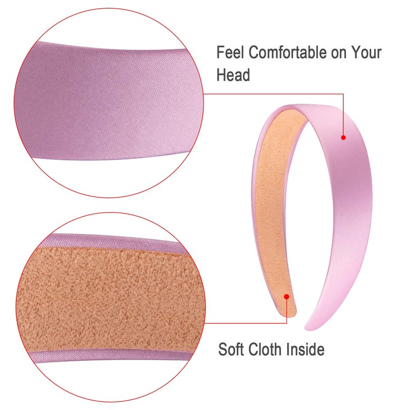 SIQUK 12 Pieces Satin Headbands 1 Inch Wide Non-slip Headband Colorful Headbands DIY Hair Headband for Women and Girls,12 Colors - Image 3
